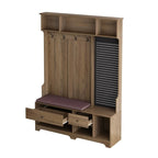 Porte-manteau d'entrée avec banc rembourré amovible et étagères de rangement