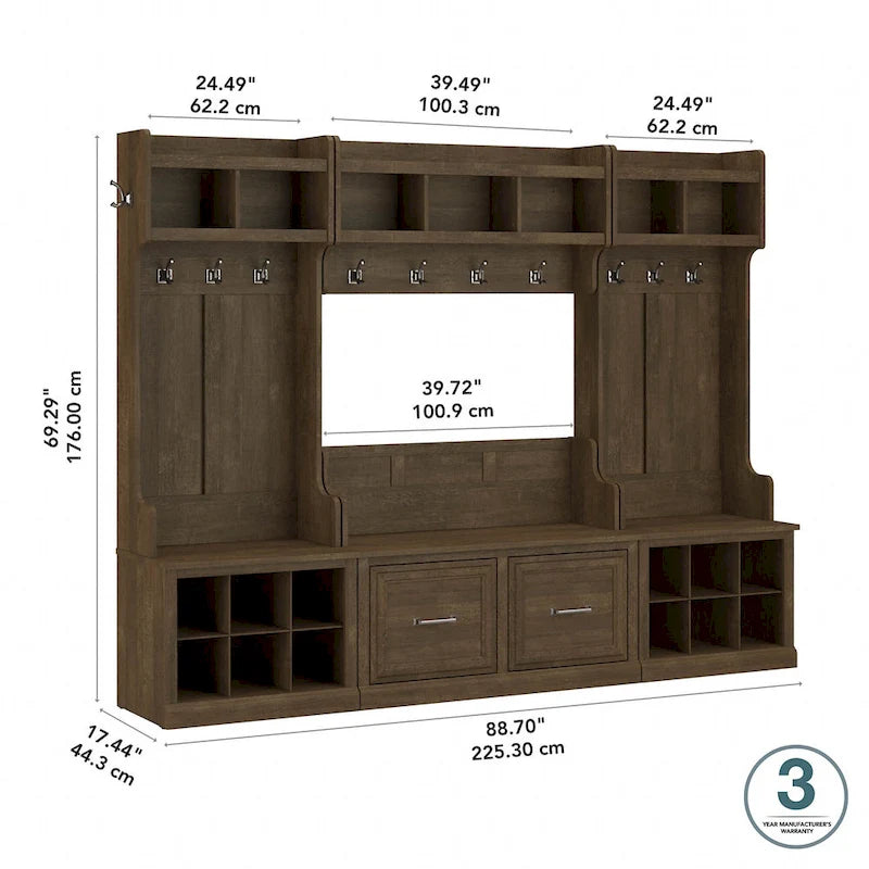 Ensemble de rangement pour entrée Woodland avec porte-manteau