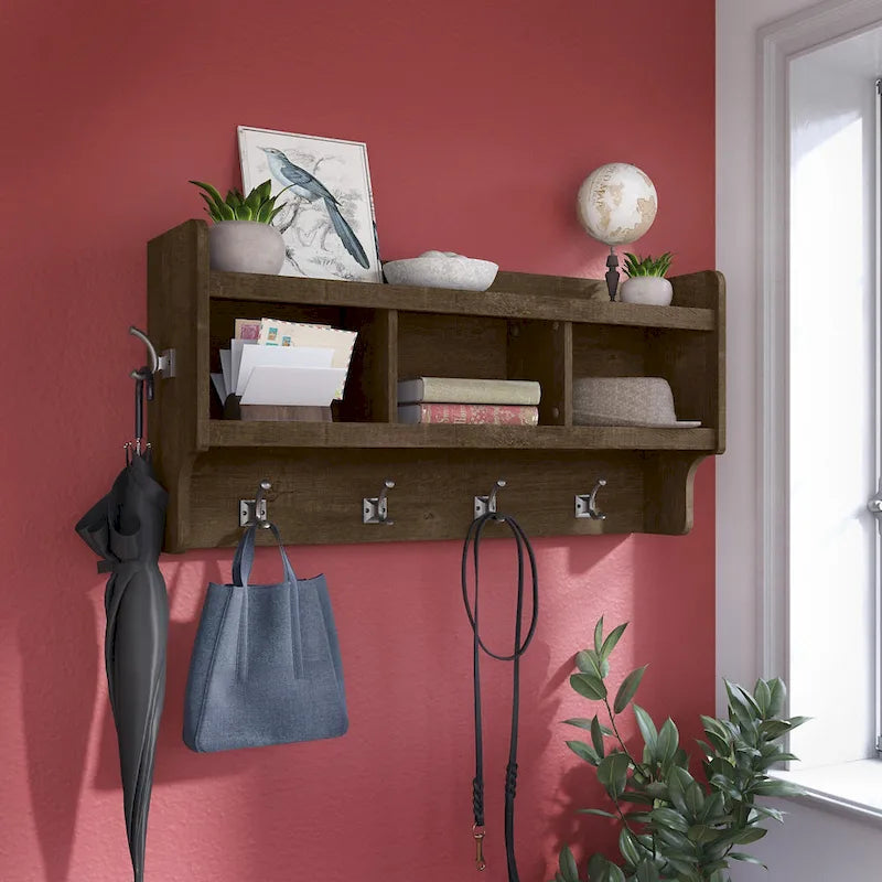 Porte-manteau mural Woodland 40W avec étagère