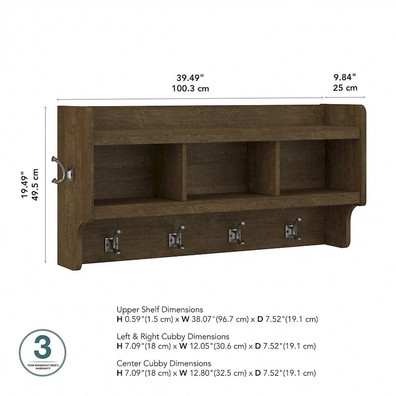 Porte-manteau mural Woodland 40W avec étagère