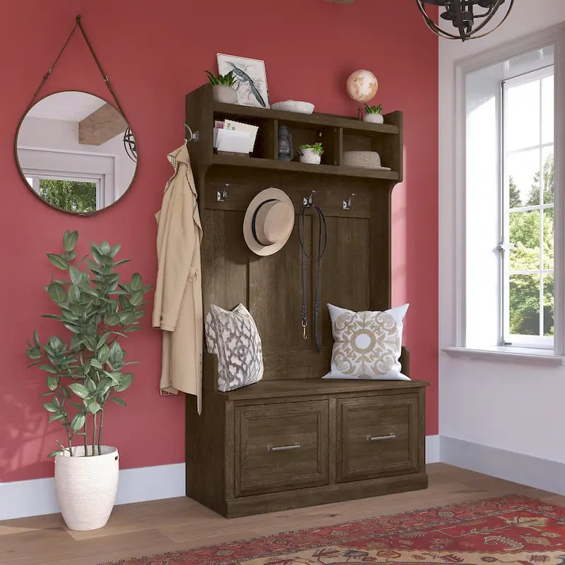 Meuble d'entrée et banc à chaussures 40W Woodland avec portes