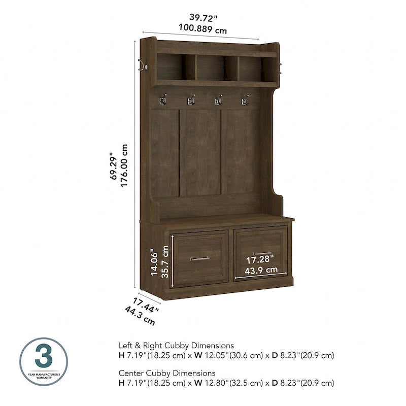 Meuble d'entrée et banc à chaussures 40W Woodland avec portes