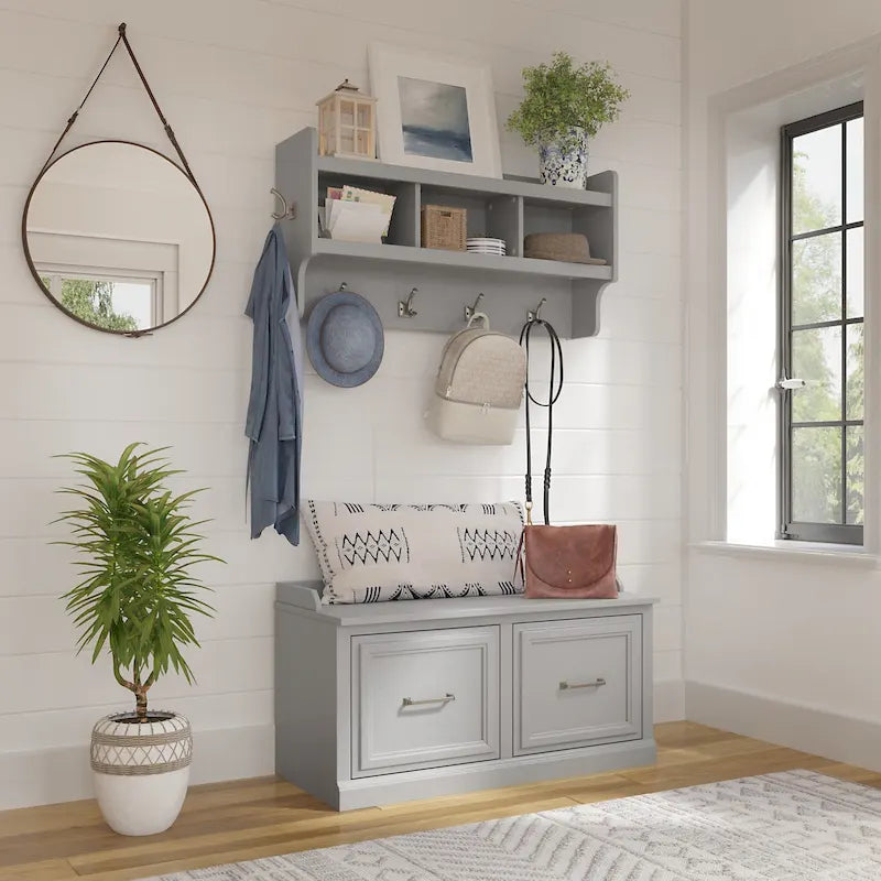 Banc à chaussures Woodland 40W avec portes et portemanteau mural