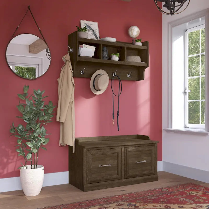 Banc à chaussures Woodland 40W avec portes et portemanteau mural