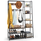 Meuble d'entrée 5 en 1 : porte-manteau, banc à chaussures et rangement, autoportant