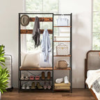 Meuble d'entrée 5 en 1 : porte-manteau, banc à chaussures et rangement, autoportant