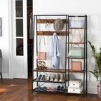 Meuble d'entrée 5 en 1 : porte-manteau, banc à chaussures et rangement, autoportant