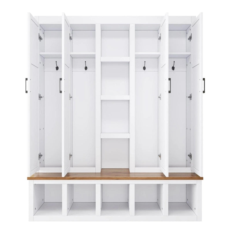Arbre de hall 4-en-1 de style campagnard avec banc de vestiaire