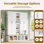 Arbre de hall 4-en-1 de style campagnard avec banc de vestiaire