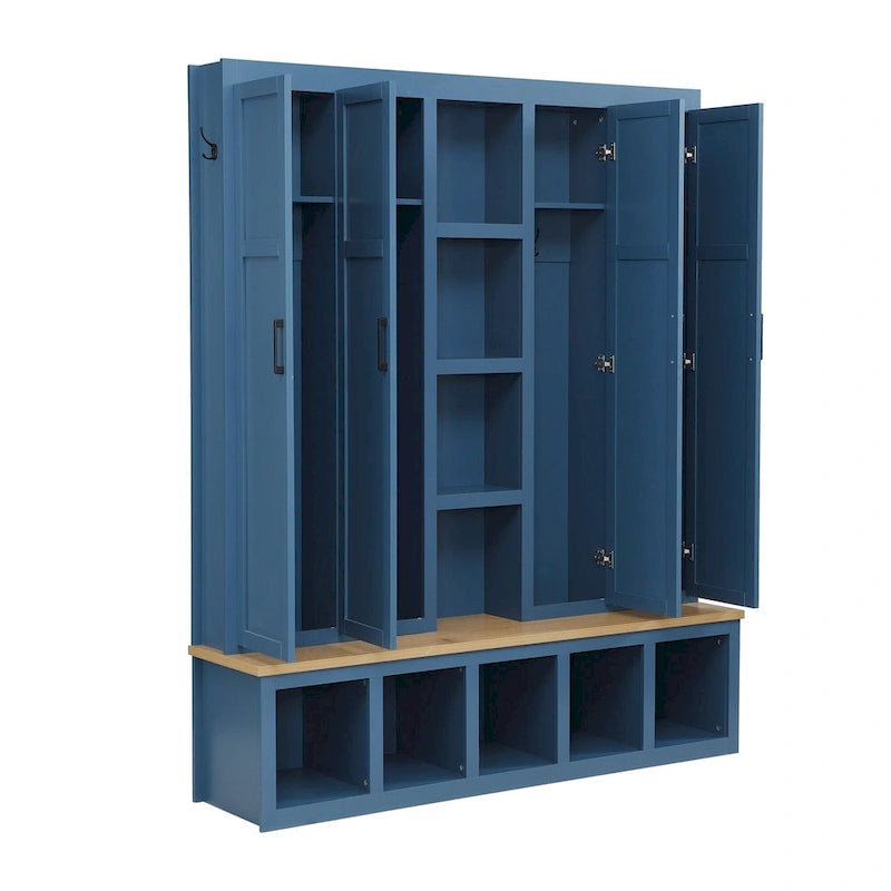 Arbre de hall 4-en-1 de style campagnard avec banc de vestiaire