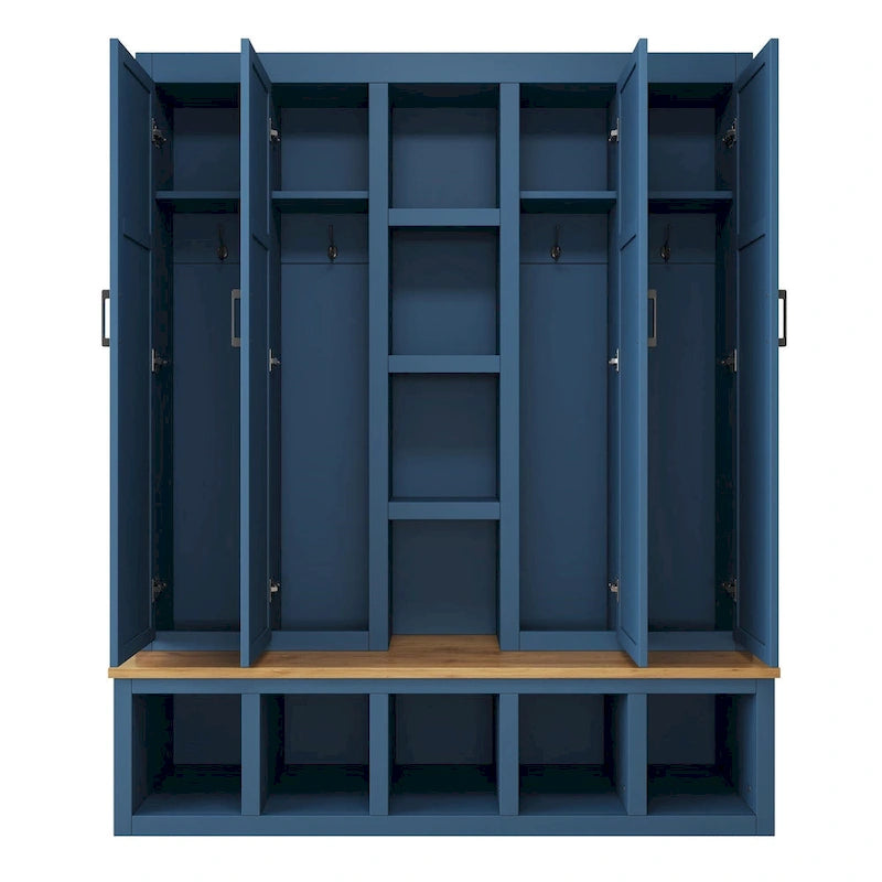 Arbre de hall 4-en-1 de style campagnard avec banc de vestiaire