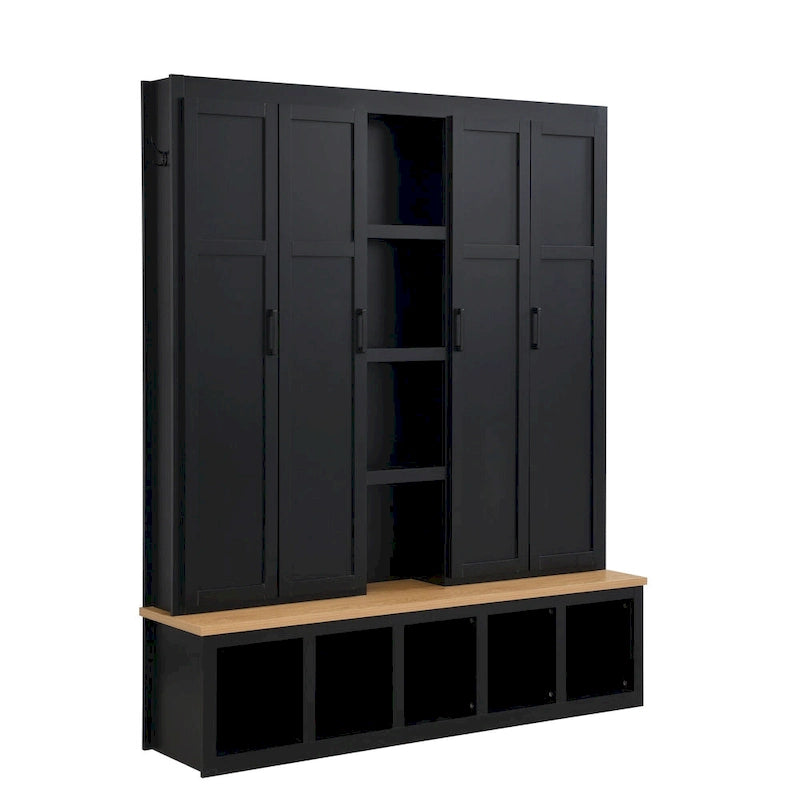 Arbre de hall 4-en-1 de style campagnard avec banc de vestiaire