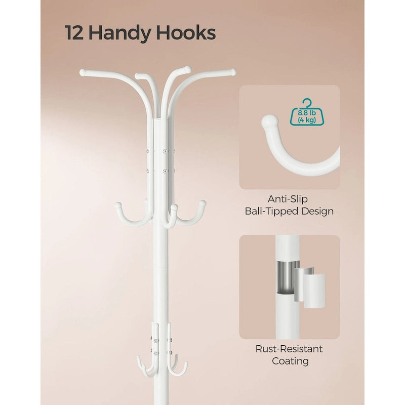 Porte-manteau sur pied moderne avec cadre en métal et porte-parapluie pour la maison et le bureau - 39,9 P x 39,9 L x 175 H cm