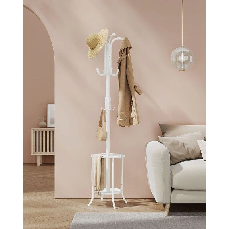 Porte-manteau sur pied moderne avec cadre en métal et porte-parapluie pour la maison et le bureau - 39,9 P x 39,9 L x 175 H cm