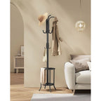 Porte-manteau sur pied moderne avec cadre en métal et porte-parapluie pour la maison et le bureau - 39,9 P x 39,9 L x 175 H cm