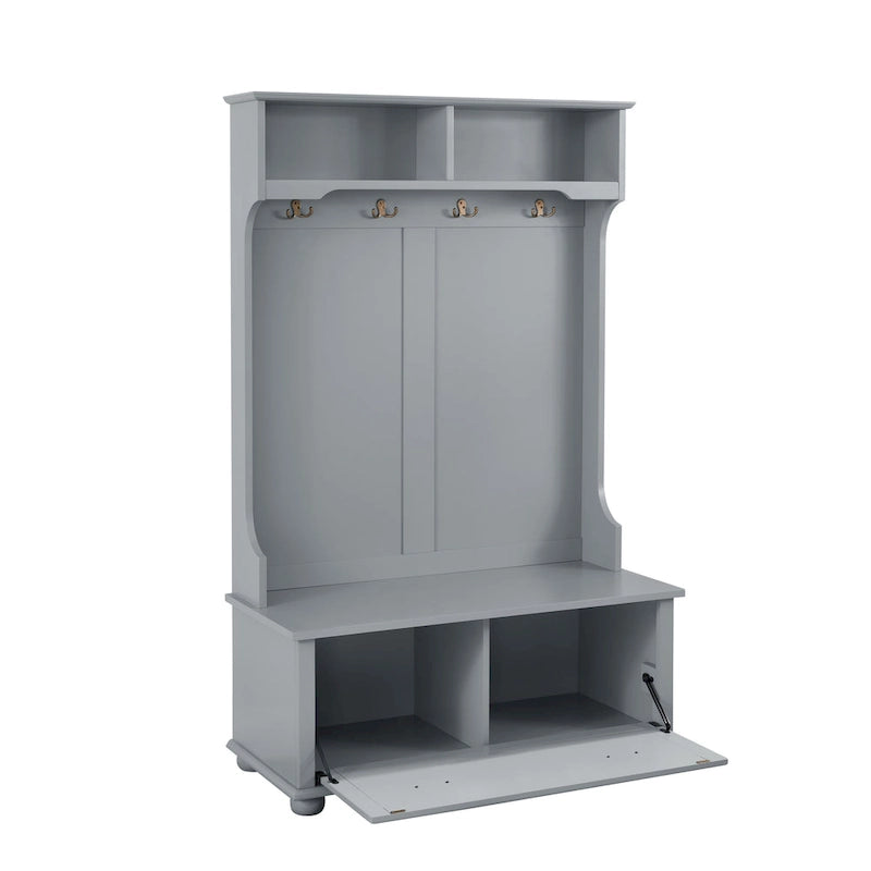 Banc de vestiaire d'entrée style côtier avec étagères et armoires à chaussures
