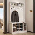 Meuble d'entrée avec banc, meuble à chaussures et patères, blanc