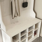 Meuble d'entrée avec banc, meuble à chaussures et patères, blanc