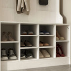 Meuble d'entrée avec banc, meuble à chaussures et patères, blanc
