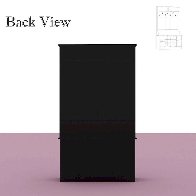 Meuble d'entrée avec banc, meuble à chaussures et patères, blanc