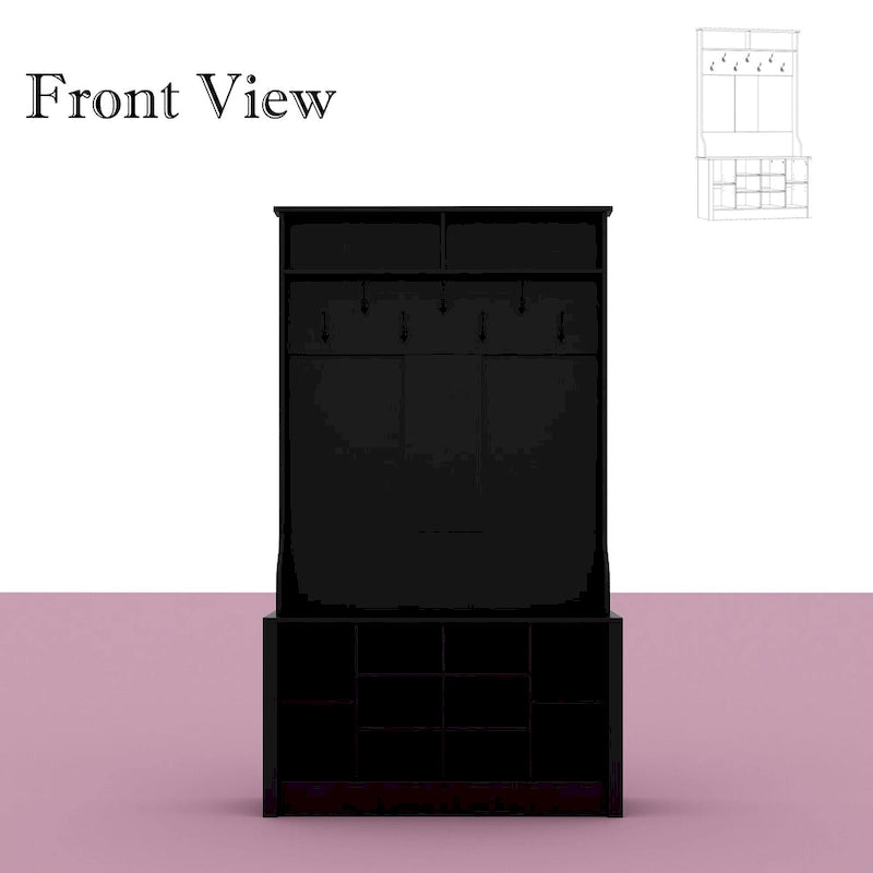 Meuble d'entrée avec banc, meuble à chaussures et patères, blanc