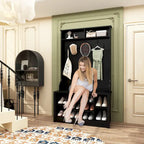 Meuble d'entrée avec banc, meuble à chaussures et patères, blanc