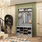 Meuble d'entrée avec banc, meuble à chaussures et patères, blanc