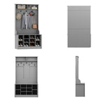 Meuble d'entrée avec banc, meuble à chaussures et patères, blanc