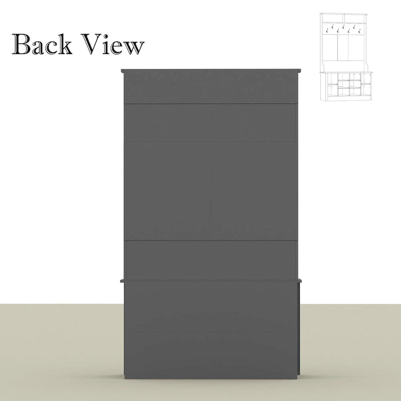 Meuble d'entrée avec banc, meuble à chaussures et patères, blanc