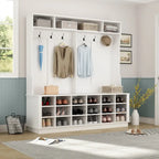 Large Hall Tree for Entryway Coat Rack Shoe Bench with Bottom Storage