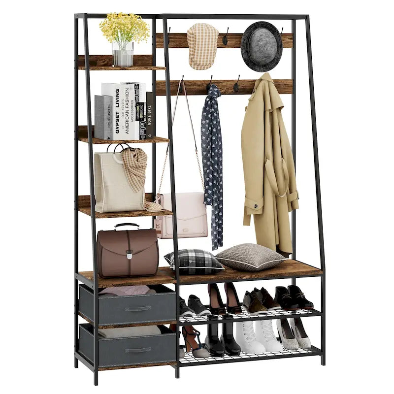 Meuble d'entrée avec banc et rangement à chaussures 6 en 1