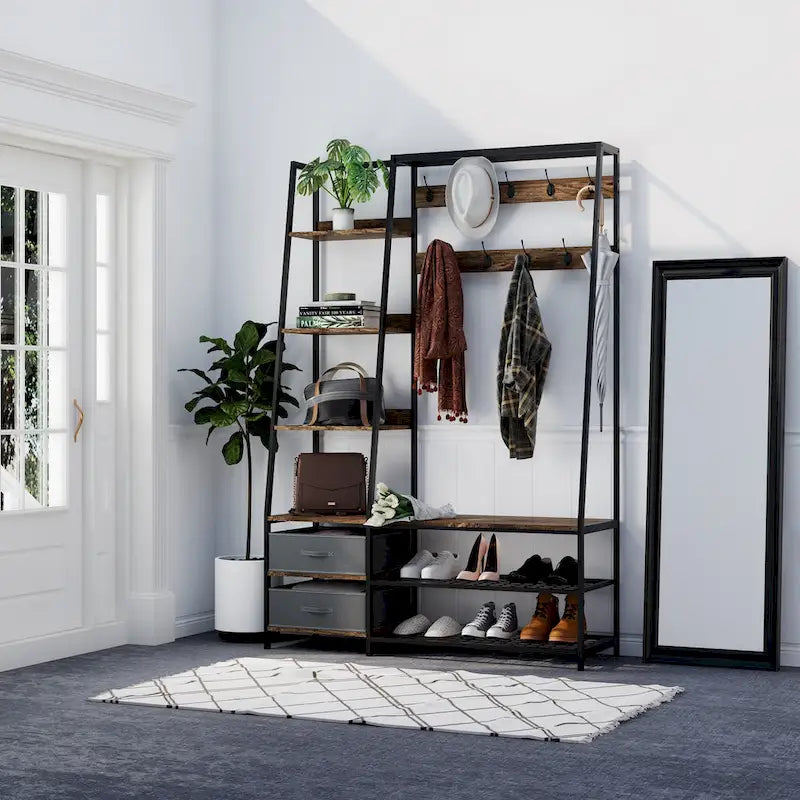 Meuble d'entrée avec banc et rangement à chaussures 6 en 1