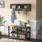Meuble d'entrée avec porte-manteaux et banc à chaussures, Arbre à chaussures industriel avec porte-manteaux