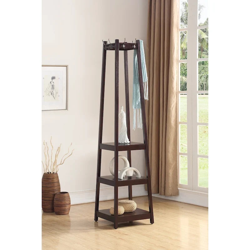 Porte-manteau sur pied avec étagère de rangement à 3 niveaux