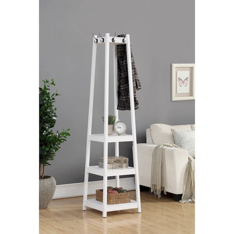 Porte-manteau sur pied avec étagère de rangement à 3 niveaux