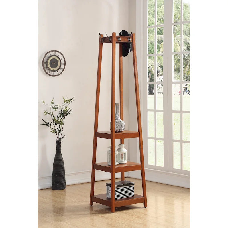 Porte-manteau sur pied avec étagère de rangement à 3 niveaux