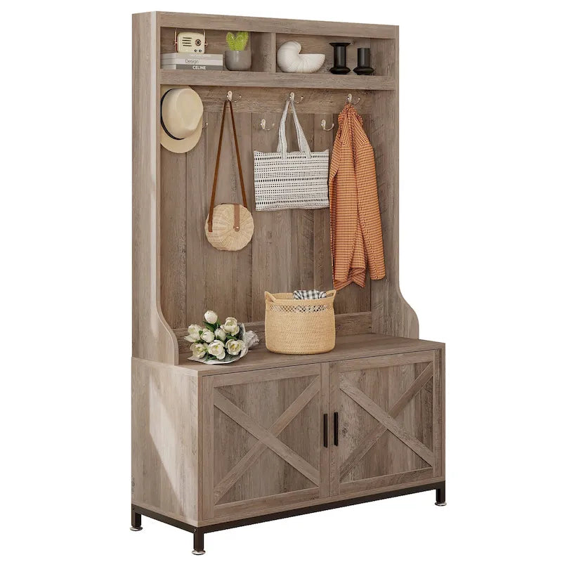 Porte-manteau et meuble à chaussures avec banc pour entrée de couloir