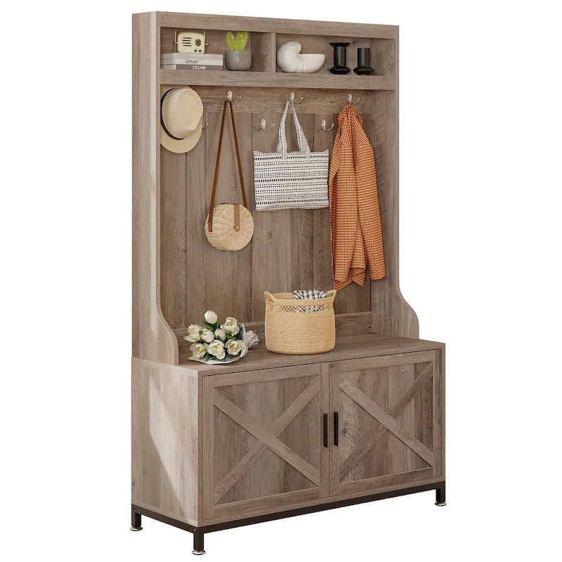Porte-manteau et meuble à chaussures avec banc pour entrée de couloir