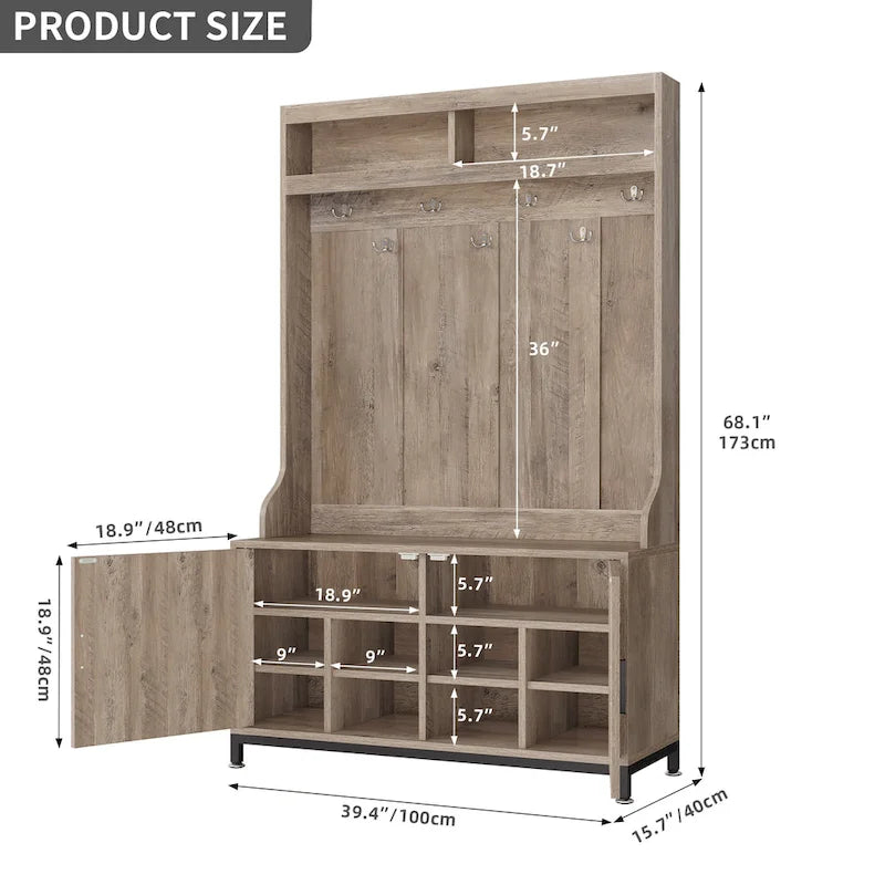 Porte-manteau et meuble à chaussures avec banc pour entrée de couloir