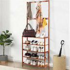 Étagère de rangement pour chaussures d'entrée en bambou