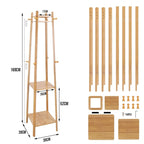 Porte-manteau sur pied en bois massif à 8 crochets - 170h x 40l x 40l