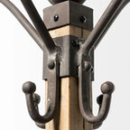 Porte-manteau 22 x 75 en métal noir et bois marron clair