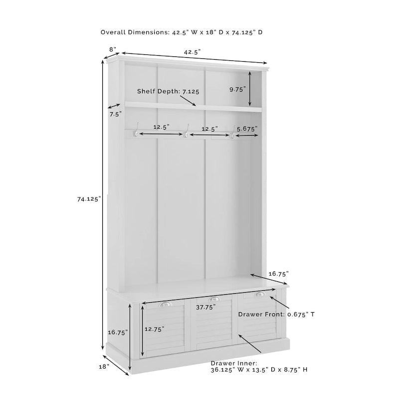 Meuble d'entrée Ellison – 42,5 larg. x 18 prof. x 74,13 haut.
