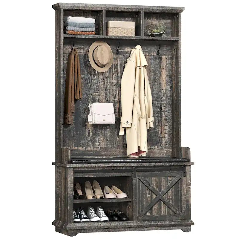 Meuble d'entrée avec banc à chaussures, porte-manteau organisateur pour couloir d'entrée