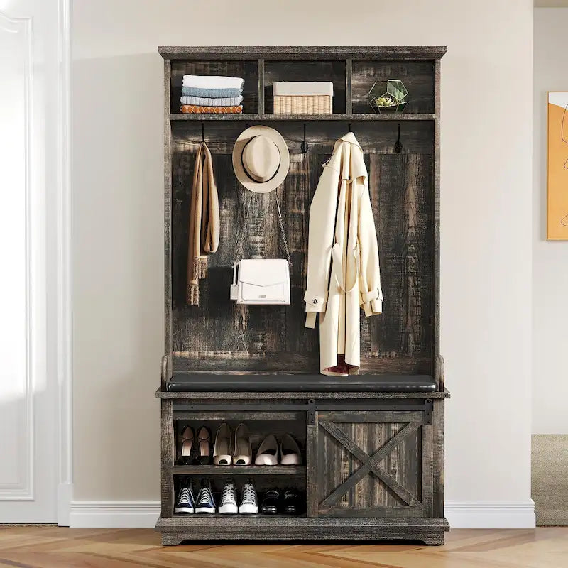Meuble d'entrée avec banc à chaussures, porte-manteau organisateur pour couloir d'entrée