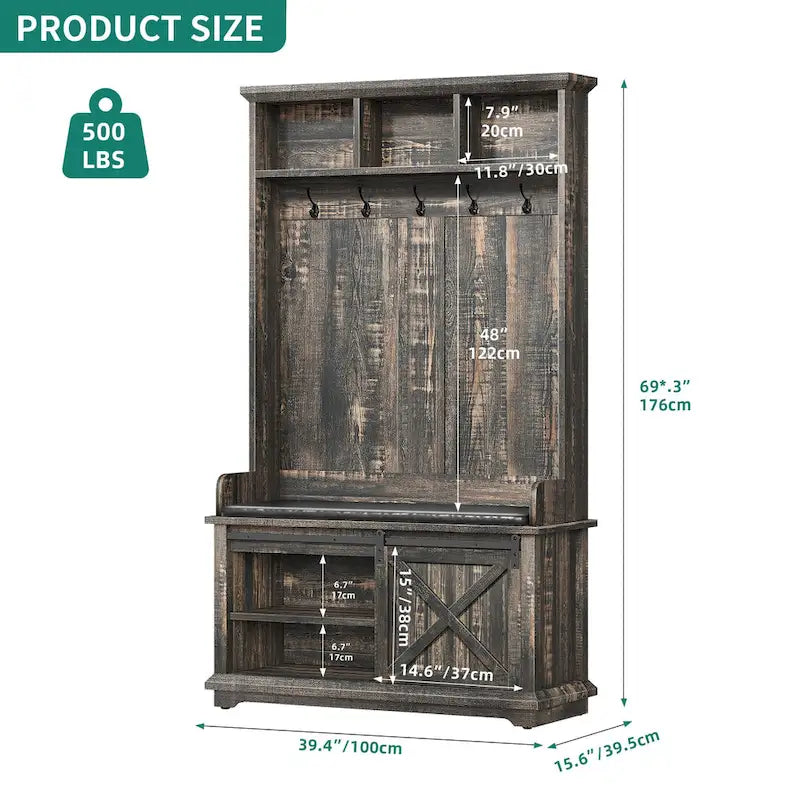 Meuble d'entrée avec banc à chaussures, porte-manteau organisateur pour couloir d'entrée