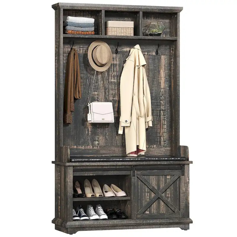 Meuble d'entrée avec banc à chaussures, porte-manteau organisateur pour couloir d'entrée