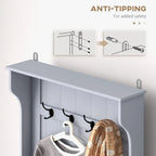 28 Vestiaire d'entrée 3-en-1 avec banc de rangement, porte-manteau à quatre crochets et rangement à chaussures, gris