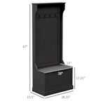 28 Vestiaire d'entrée 3-en-1 avec banc de rangement, porte-manteau à quatre crochets et rangement à chaussures, gris