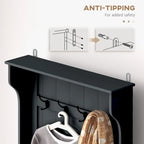 28 Vestiaire d'entrée 3-en-1 avec banc de rangement, porte-manteau à quatre crochets et rangement à chaussures, gris